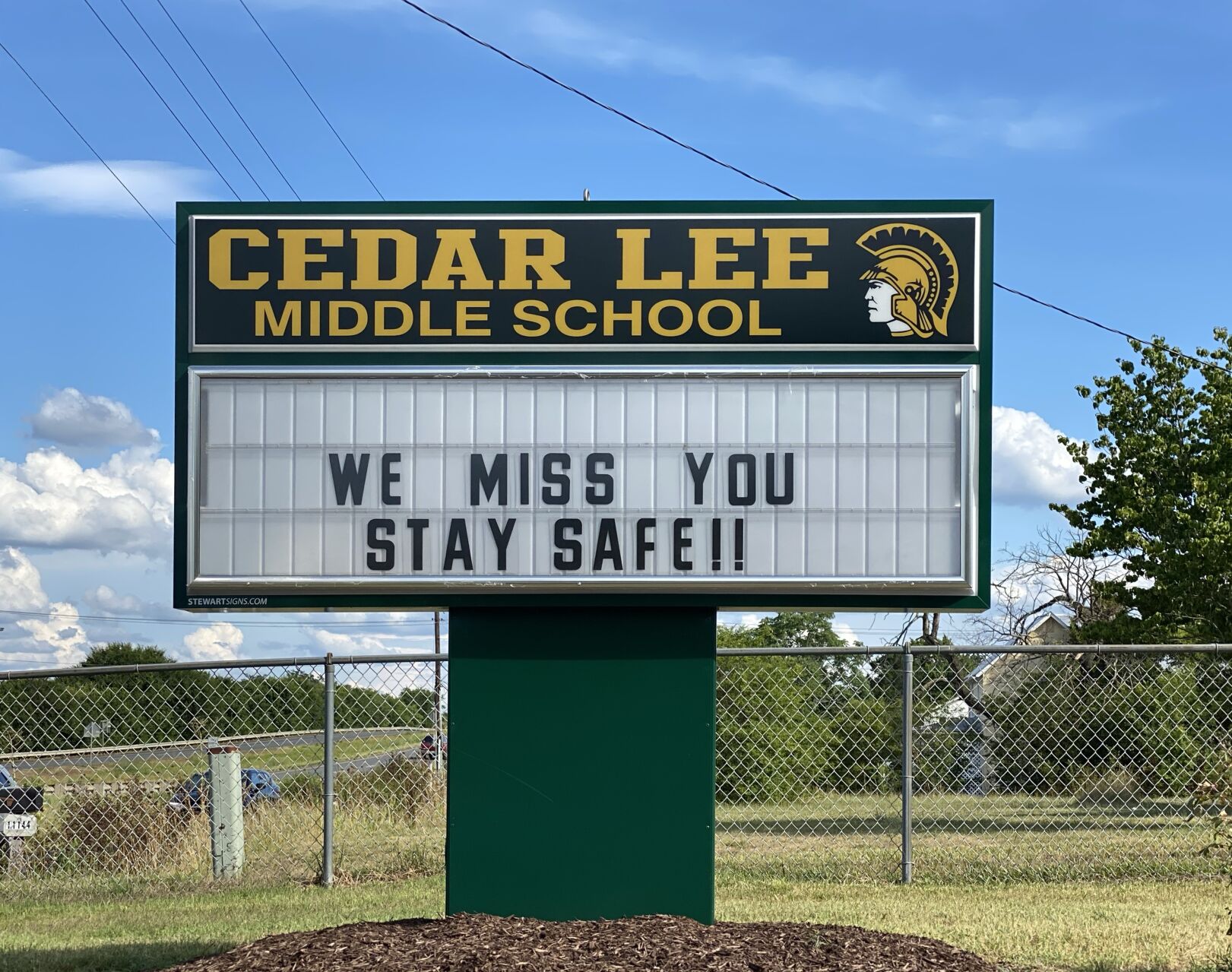 Cedar lee welcome sign